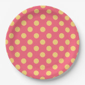 Assiettes En Carton Pois jaunes sur corail (Devant)