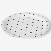 Assiettes En Carton Pois noir blanc classique (Angle)