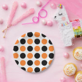 Assiettes En Carton Pois noir et orange (Fête)