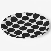 Assiettes En Carton Pois noirs en blanc (Angle)