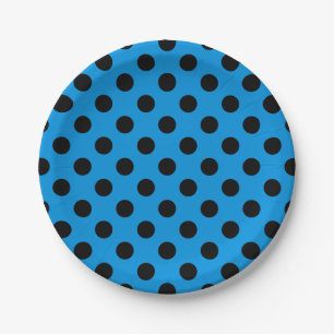 Assiettes En Carton Pois noirs sur bleu ciel