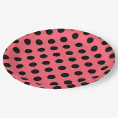 Assiettes En Carton Pois noirs sur corail (Angle)
