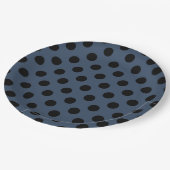 Assiettes En Carton Pois noirs sur gris-bleu (Angle)