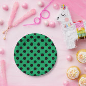 Assiettes En Carton pois noirs sur vert frais (Fête)
