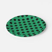 Assiettes En Carton pois noirs sur vert frais (Angle)