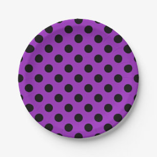 Assiettes En Carton Pois noirs sur violet