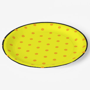 Assiettes En Carton Pois orange jaune