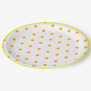 Assiettes En Carton Pois orange jaune