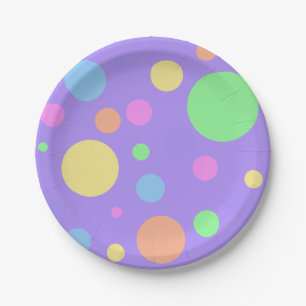 Assiettes En Carton Pois pastel sur violet