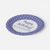 Assiettes En Carton Pois pourpre moderne Nom fête d'anniversaire (Angle)