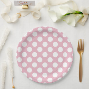 Assiettes En Carton Pois roses, Motif Pointe Polka, Points, Pointe