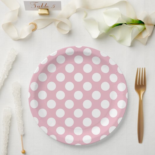 Assiettes En Carton Pois roses, Motif Pointe Polka, Points, Pointe (Mariage)