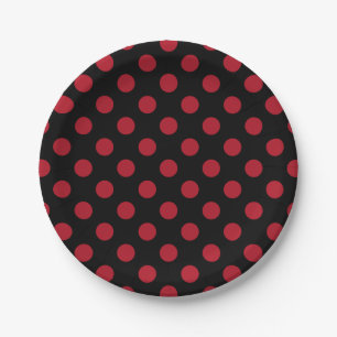 Assiettes En Carton Pois rouge et noir
