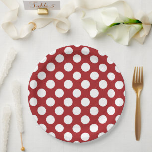 Assiettes En Carton Pois rouges, Motif à points polka, points, pointil