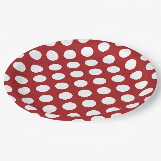 Assiettes En Carton Pois rouges, Motif à points polka, points, pointil (Angle)
