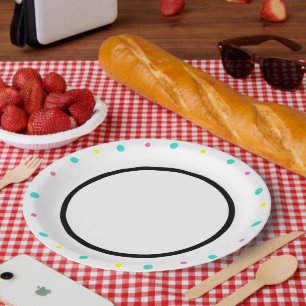 Assiettes En Carton Pois Turquoise Yellow Rose Noir