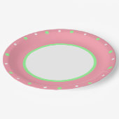 Assiettes En Carton Pois verts à la menthe rose (Angle)