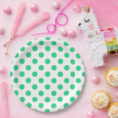 Assiettes En Carton Pois verts et blancs (Fête)