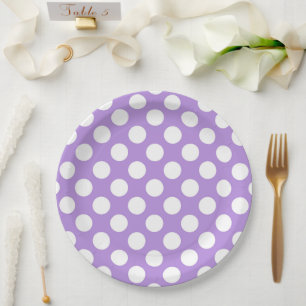Assiettes En Carton Pois violets, Motif à points Polka, points, pointi