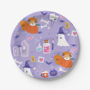 Assiettes En Carton poison citrouille de chien de chiot halloween mign