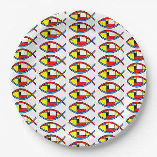 Assiettes En Carton Poisson Abstrait