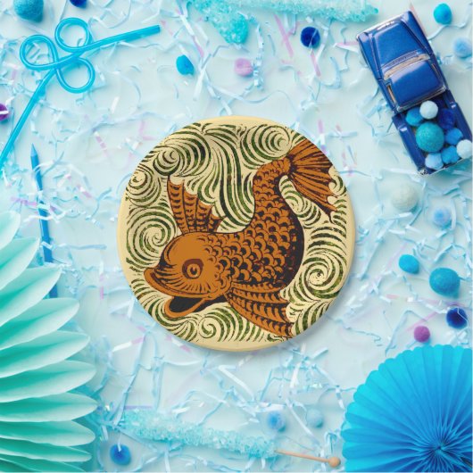 Assiettes En Carton Poisson Antique Carrelage Ancien art (Fête)