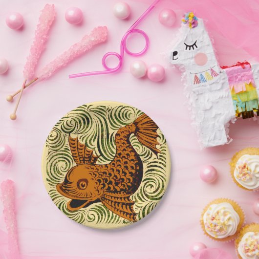 Assiettes En Carton Poisson Antique Carrelage Ancien art (Fête)