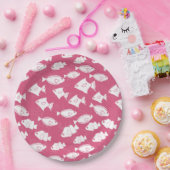 Assiettes En Carton Poisson blanc baignade dans la mer rose (Fête)