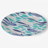 Assiettes En Carton Poisson bleu (Angle)