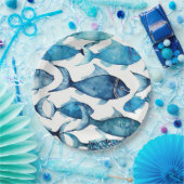Assiettes En Carton Poisson bleu et marine | Enfants marins (Fête)