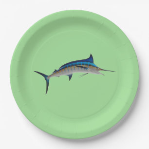 Assiettes En Carton Poisson bleu Marlin