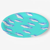 Assiettes En Carton Poisson bleu turquoise (Angle)