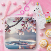 Assiettes En Carton Poisson cerise en fleurs (Fête)