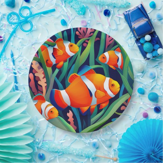 Assiettes En Carton Poisson Clown Dans Les Algues (Fête)