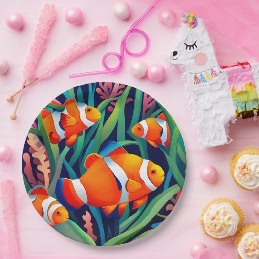 Assiettes En Carton Poisson Clown Dans Les Algues (Fête)