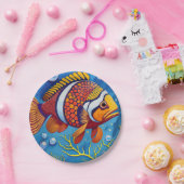 Assiettes En Carton Poisson coloré (Fête)