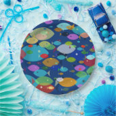 Assiettes En Carton Poisson coloré Abstrait Motif bleu (Fête)