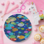 Assiettes En Carton Poisson coloré Abstrait Motif bleu (Fête)