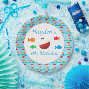 Assiettes En Carton Poisson coloré Plaque de papier d'anniversaire