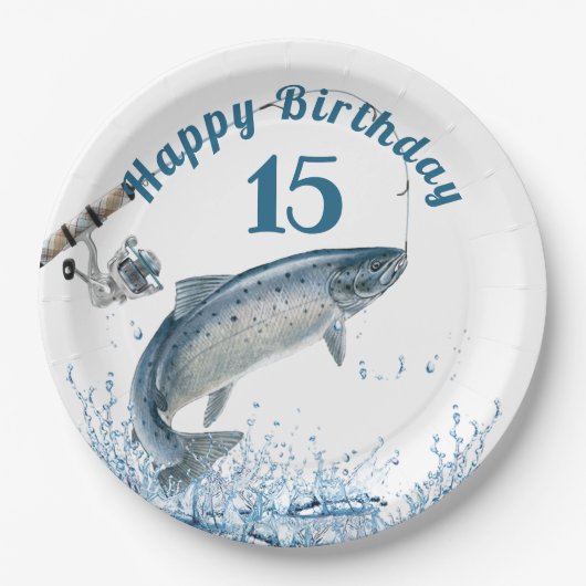 Assiettes En Carton Poisson dans l'eau 15e anniversaire de la plaque d (Devant)