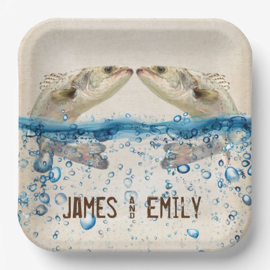 Assiettes En Carton Poisson de mariage dans l'eau (Recto)