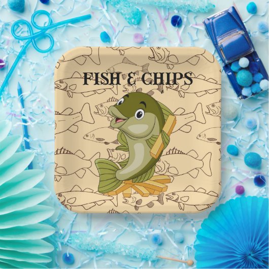 Assiettes En Carton Poisson Et Chips (Fête)