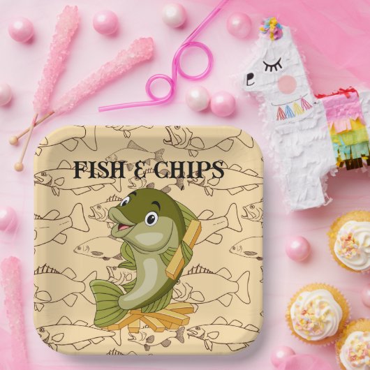 Assiettes En Carton Poisson Et Chips (Fête)