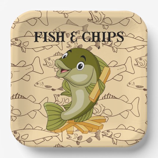 Assiettes En Carton Poisson Et Chips (Recto)
