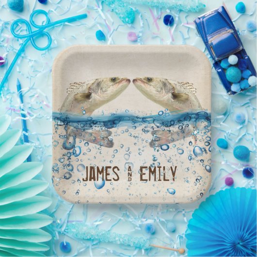 Assiettes En Carton Poisson mariage dans l'eau (Fête)