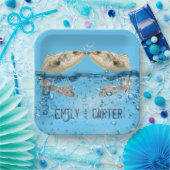 Assiettes En Carton Poisson mariage dans l'eau avec bulles cardiaques (Fête)