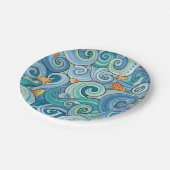 Assiettes En Carton Poisson Parmi Le Motif Des Vagues (Angle)