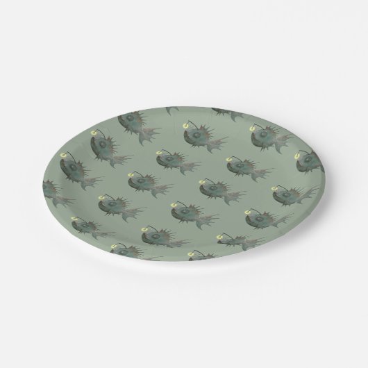 Assiettes En Carton Poisson-pêcheur (Angle)