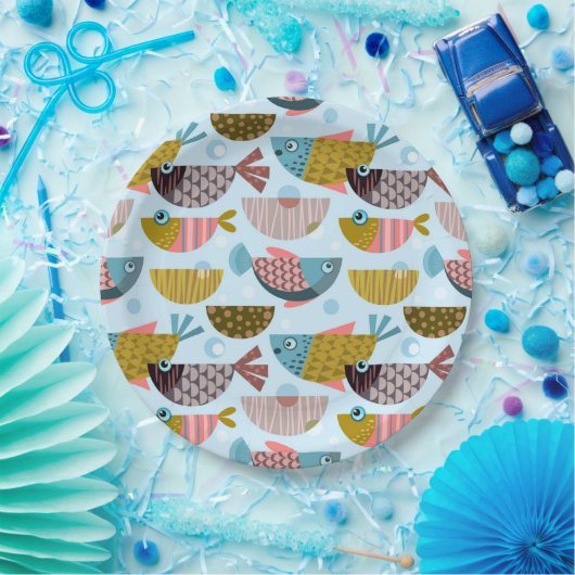 Assiettes En Carton Poisson rétro (Fête)