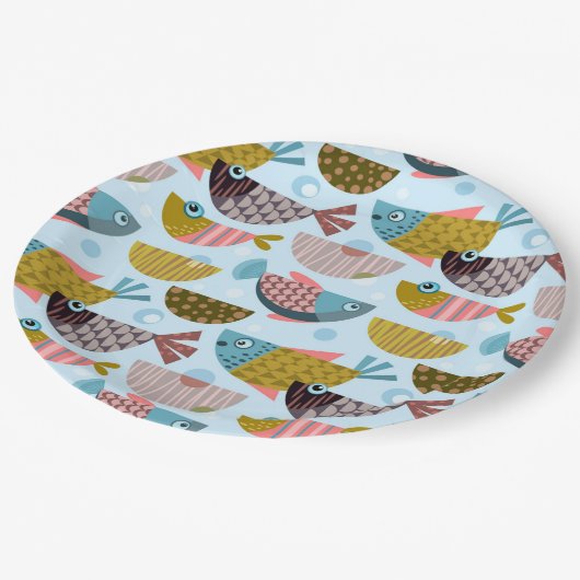 Assiettes En Carton Poisson rétro (Angle)